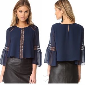 Tularosa Jaylen Bell Sleeve Blouse in Deep Indigo